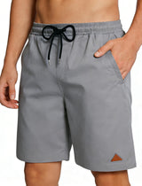 Men's Cotton Casual Summer Shorts Elastic Waist Comfortable – Grey M