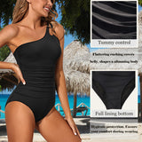 Costum de baie întreg damă USUN elegant decolteu în V push-up cu falduri modelatoare burtică