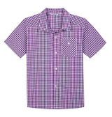 Boys' Cotton Short Sleeve Shirt – Purple/White 13/14