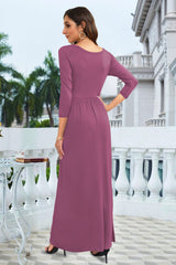 Women's 3/4 Sleeve Maxi Dress with Pockets – Casual