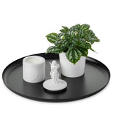Round Decorative Metal Tray 32cm Serving Candle Table Tray – Black