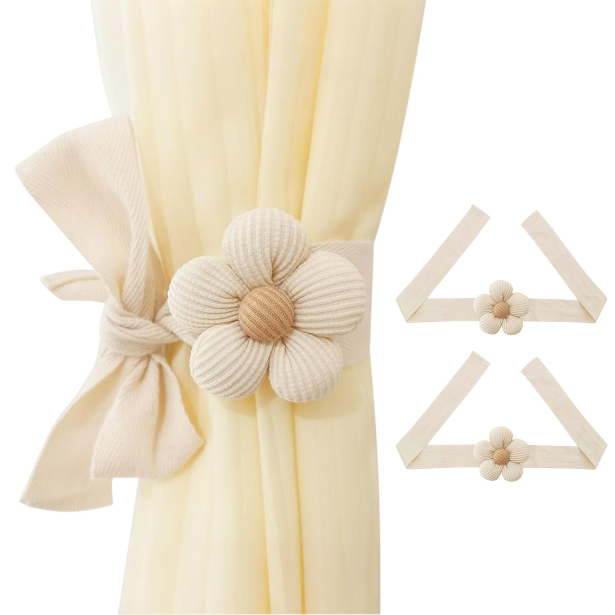 Curtain Tiebacks Set of 2 Fabric Floral Pattern Home Decor