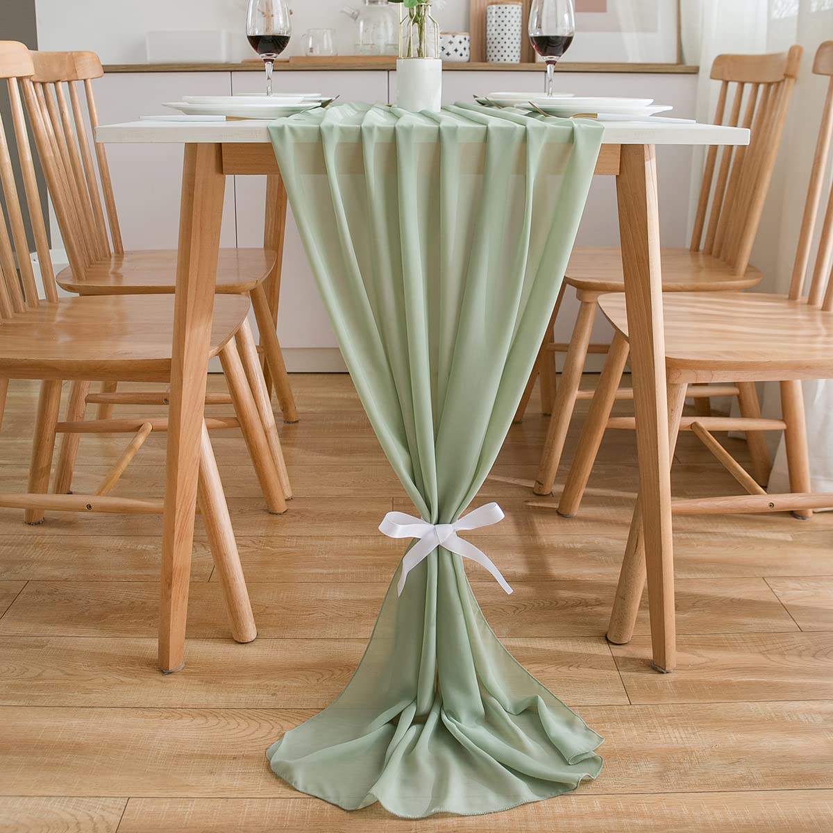 Chiffon Table Runner Wedding Fabric Decorative 70x420 cm – Green