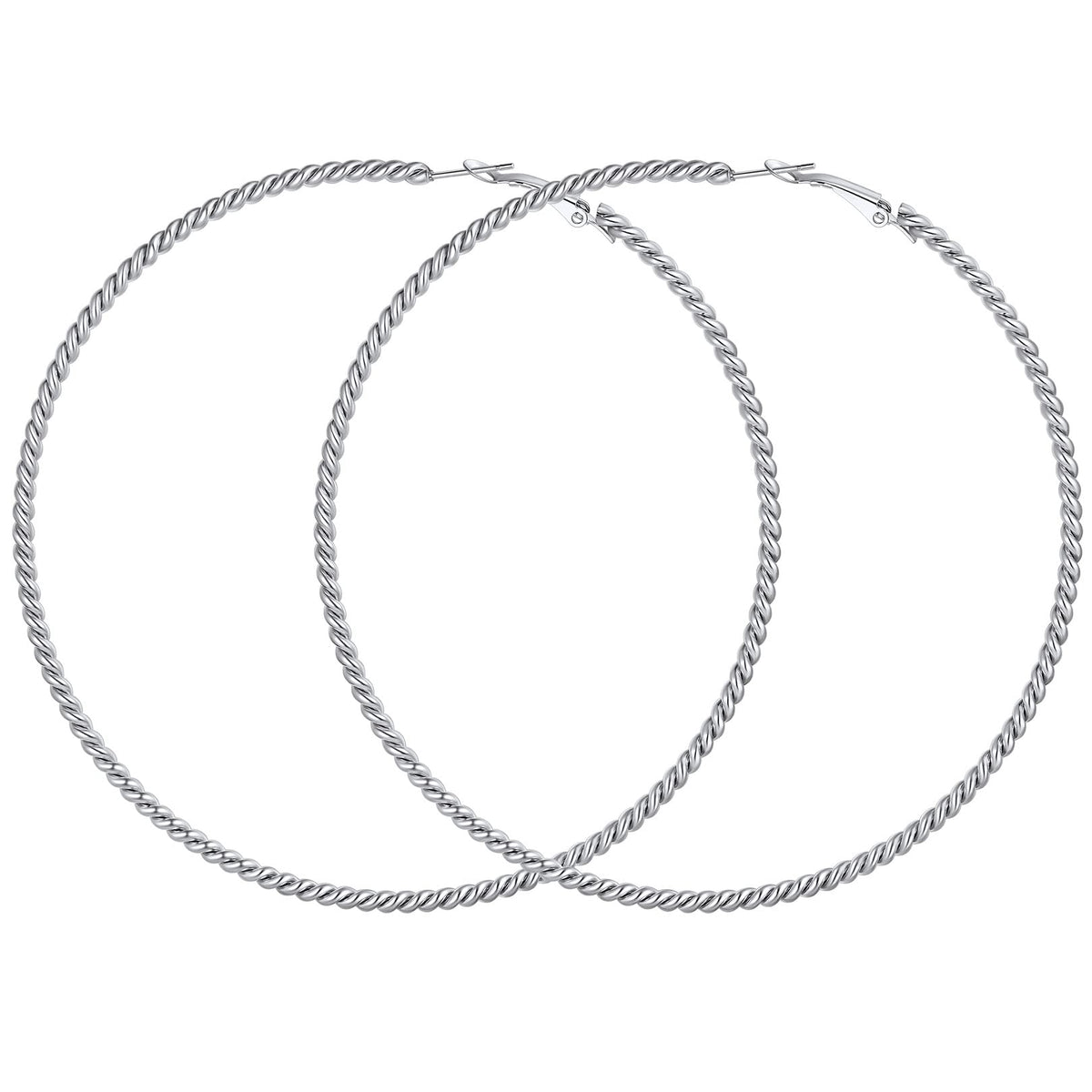 Cercei rotunzi mari tip verigă din oțel inoxidabil – Argintiu 80 mm