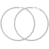 Cercei rotunzi mari tip verigă din oțel inoxidabil – Argintiu 80 mm