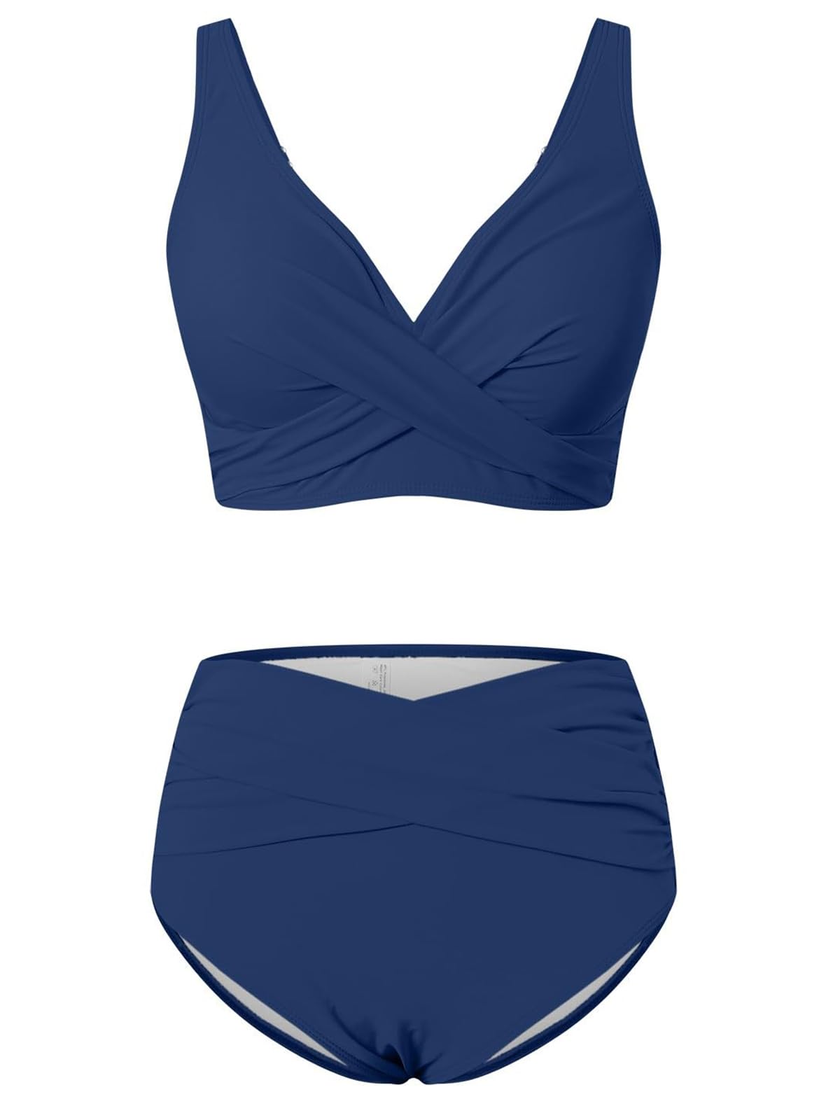Costum de baie două piese Sangdut triunghi push-up talie înaltă – Albastru L