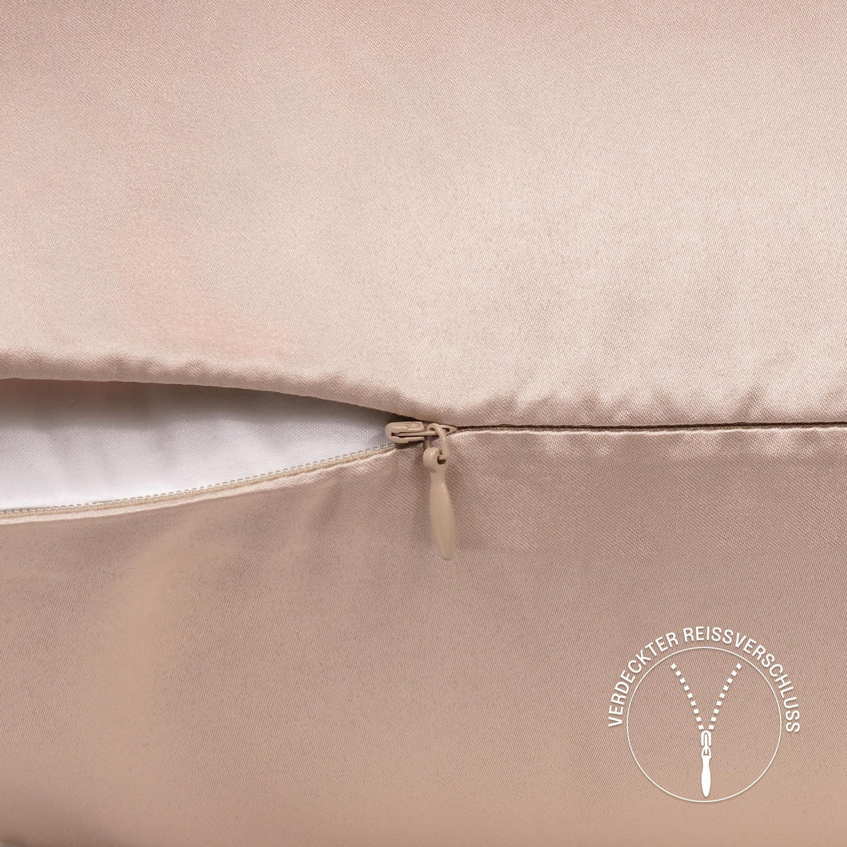 Fețe de pernă satinate fine aspect mătăsos cu fermoar 40x60 cm, set 2 bucăți – Gri-Bej Taupe
