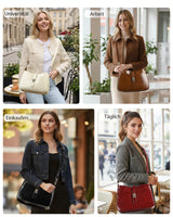 Small PU Leather Handbag Shoulder Crossbody 2-Strap Classic – Brown