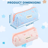 Quilted Bow Pencil Case Wide Opening Portable Pouch for School Office Cosmetics – Assorted