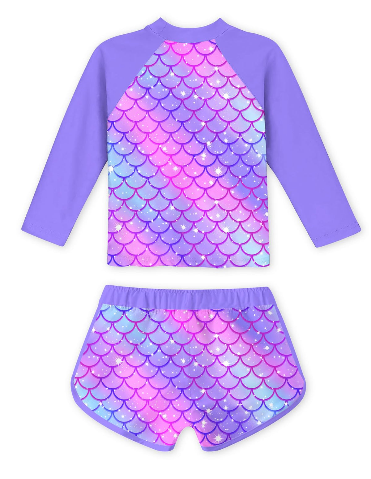 Girls’ 2-Piece Long Sleeve Swimsuit UV Protection 9-10 Years – Purple