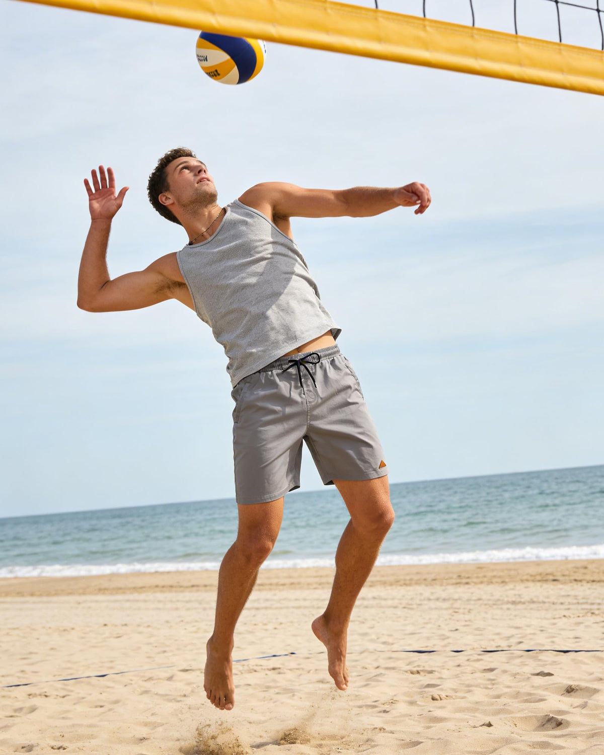 Men's Cotton Casual Summer Shorts Elastic Waist Comfortable – Grey M