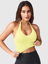 Women's Halter Deep V Crop Sport Top