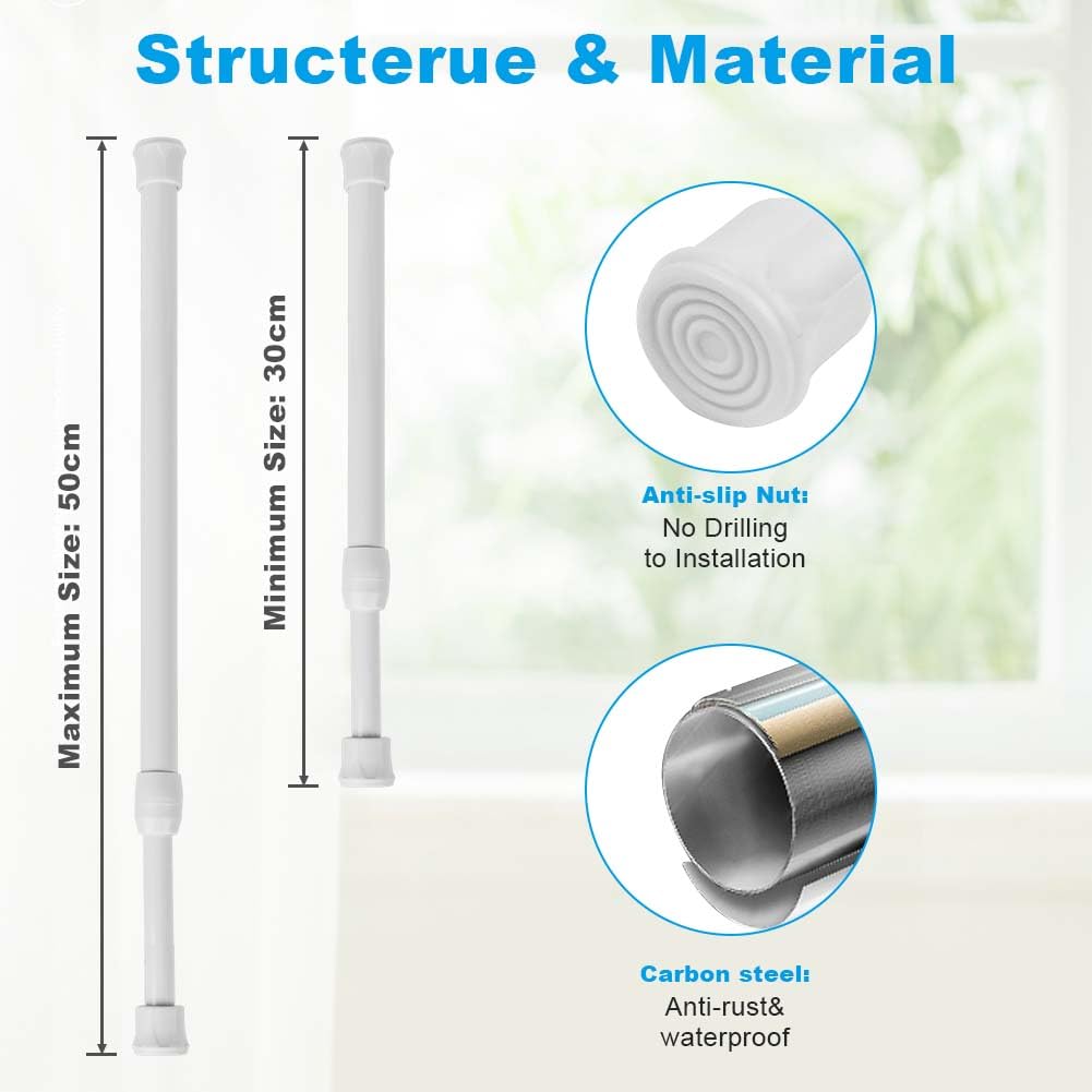 Bare telescopice extensibile cu arc fără găurire 30–50 cm, set 4 bucăți