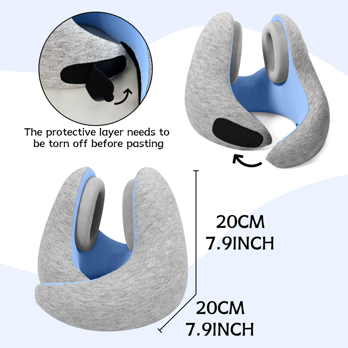 Cervical Travel Pillow Memory Foam Soft Breathable with Storage Bag – With Bag