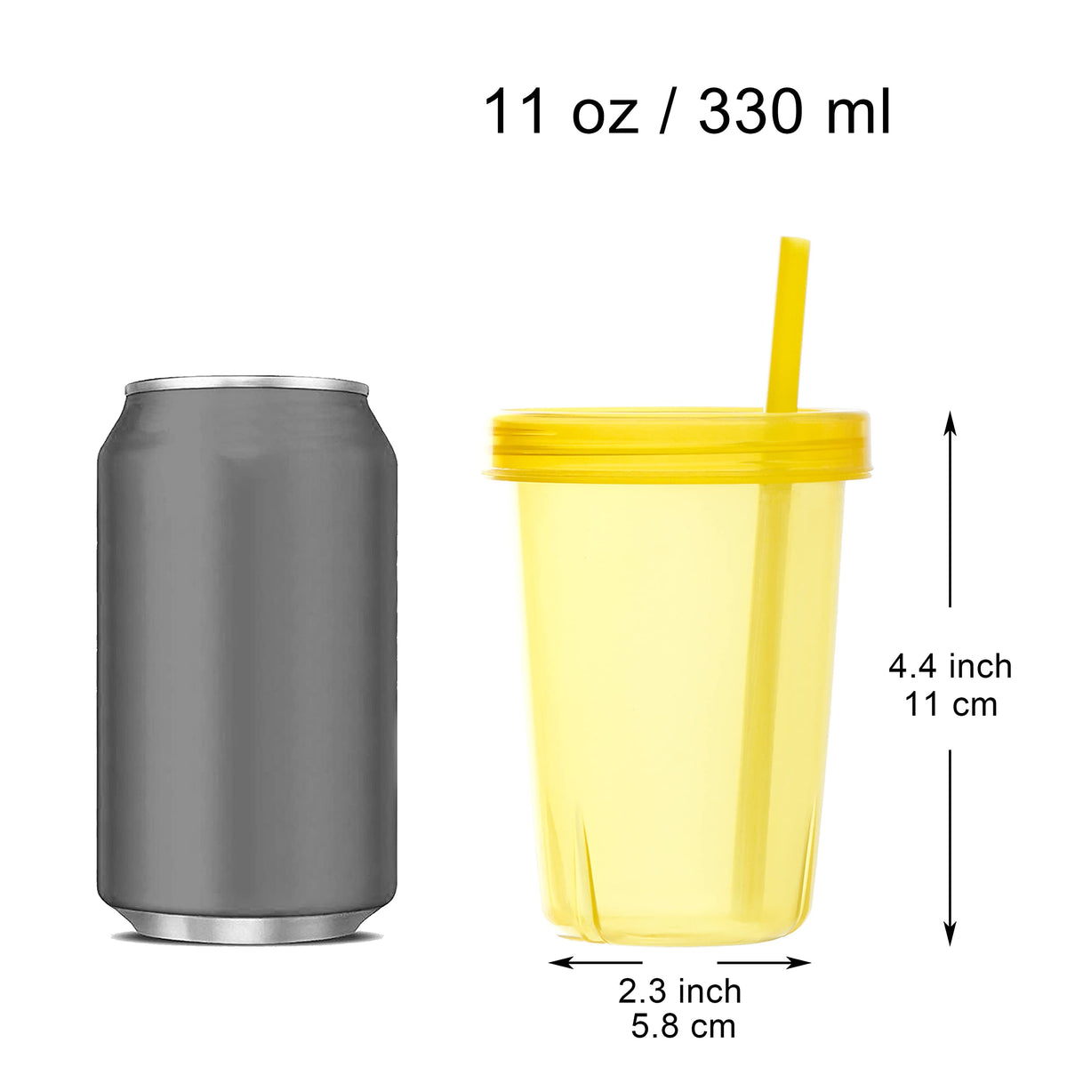 Youngever 7 Pack Kids Cups with Straw, 7 Reusable Plastic Toddler Cups with Lid Straw (Pink)
