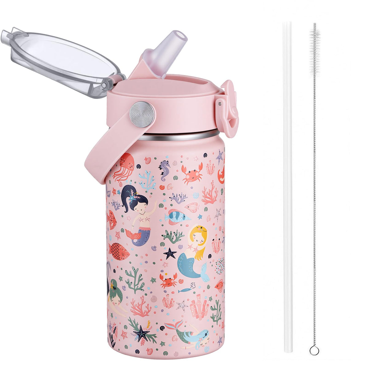 Sticlă termos pentru copii din inox cu pai 420ml fără BPA – 420ml