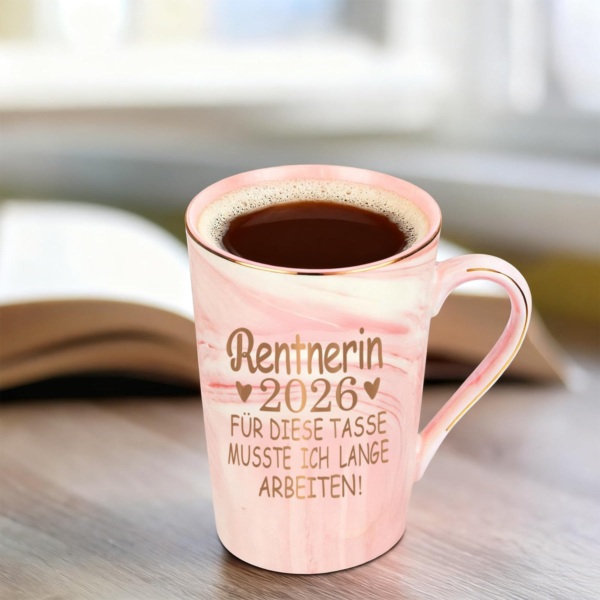 Ceramic Mug 400ml Retirement Gift for Women Marble Finish with Lid Spoon & Gift Box – Marble