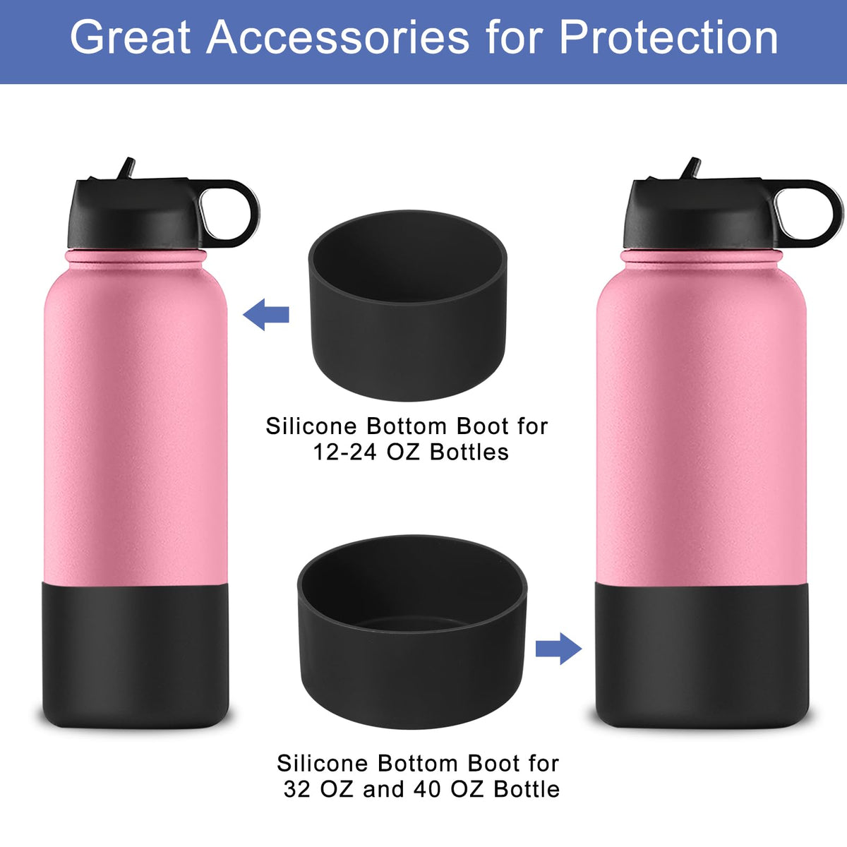Silicone Bottle Base Sleeve 2-Pack 7cm Non-Slip for 12–24oz Bottles – Dark Grey