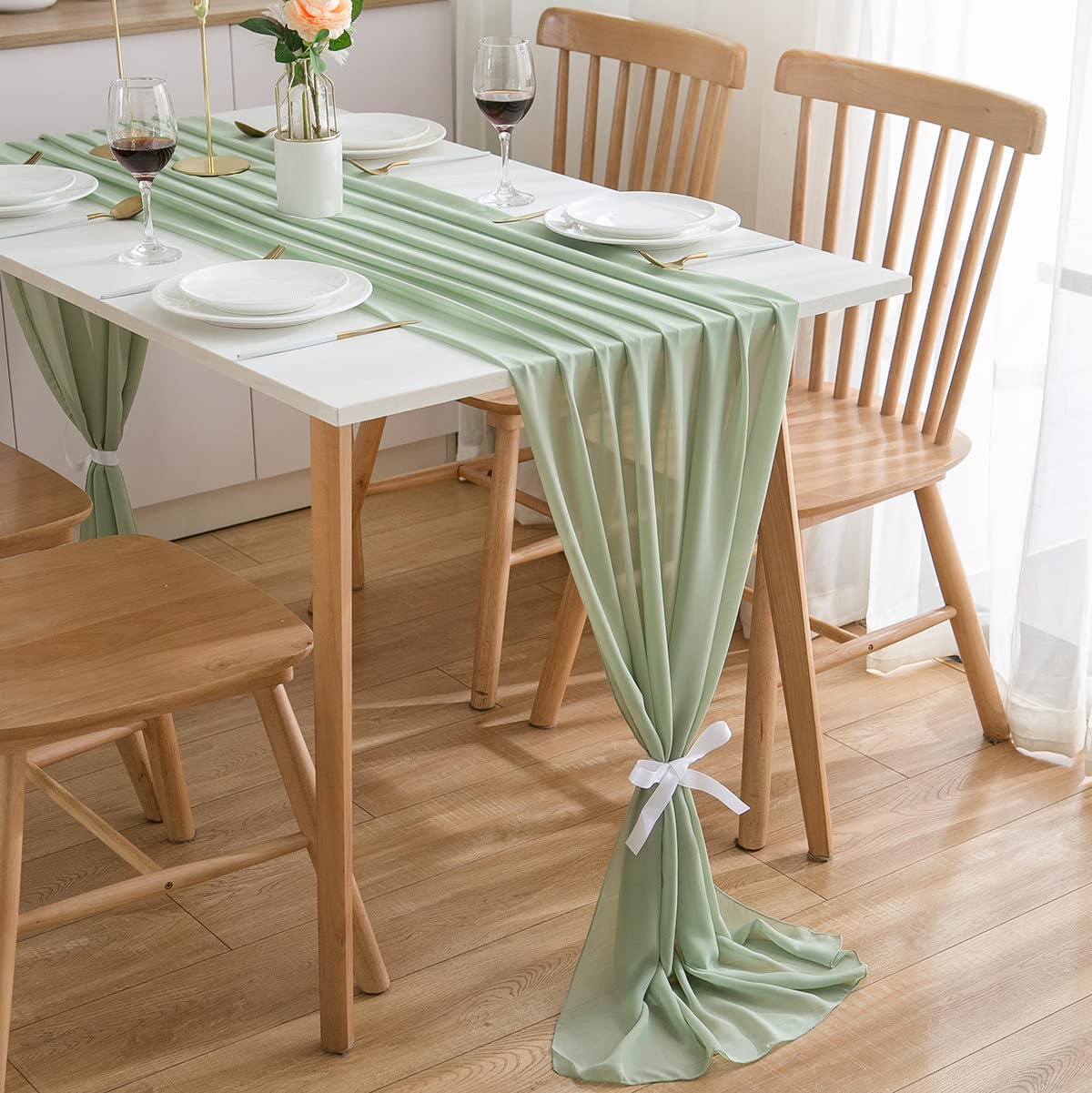 Chiffon Table Runner Wedding Fabric Decorative 70x420 cm – Green