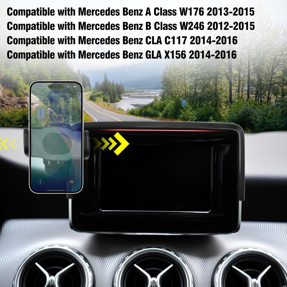 Car Phone Holder Compatible Mercedes A W176 B W246 CLA C117 GLA X156 – Dashboard