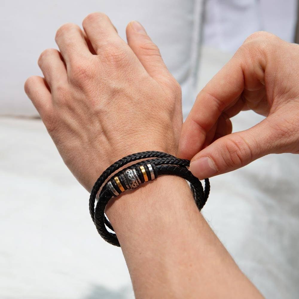 Ahnona - Son gift from mom, tiger eye, 18th birthday boy, to my son, case boy, trainee gift, vegan leather, encouraging gift (leather bracelet from mom)