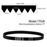 Poly V Ribbed Belt 6-Rib EPDM Multi-Groove 17in x0.55in – 17in