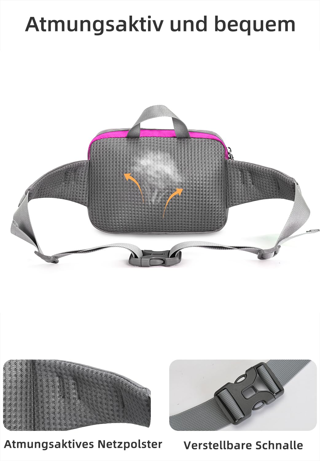 Waist Bag with Bottle Holder Sports Hip Bag Outdoor Cycling Hiking Running – Rose