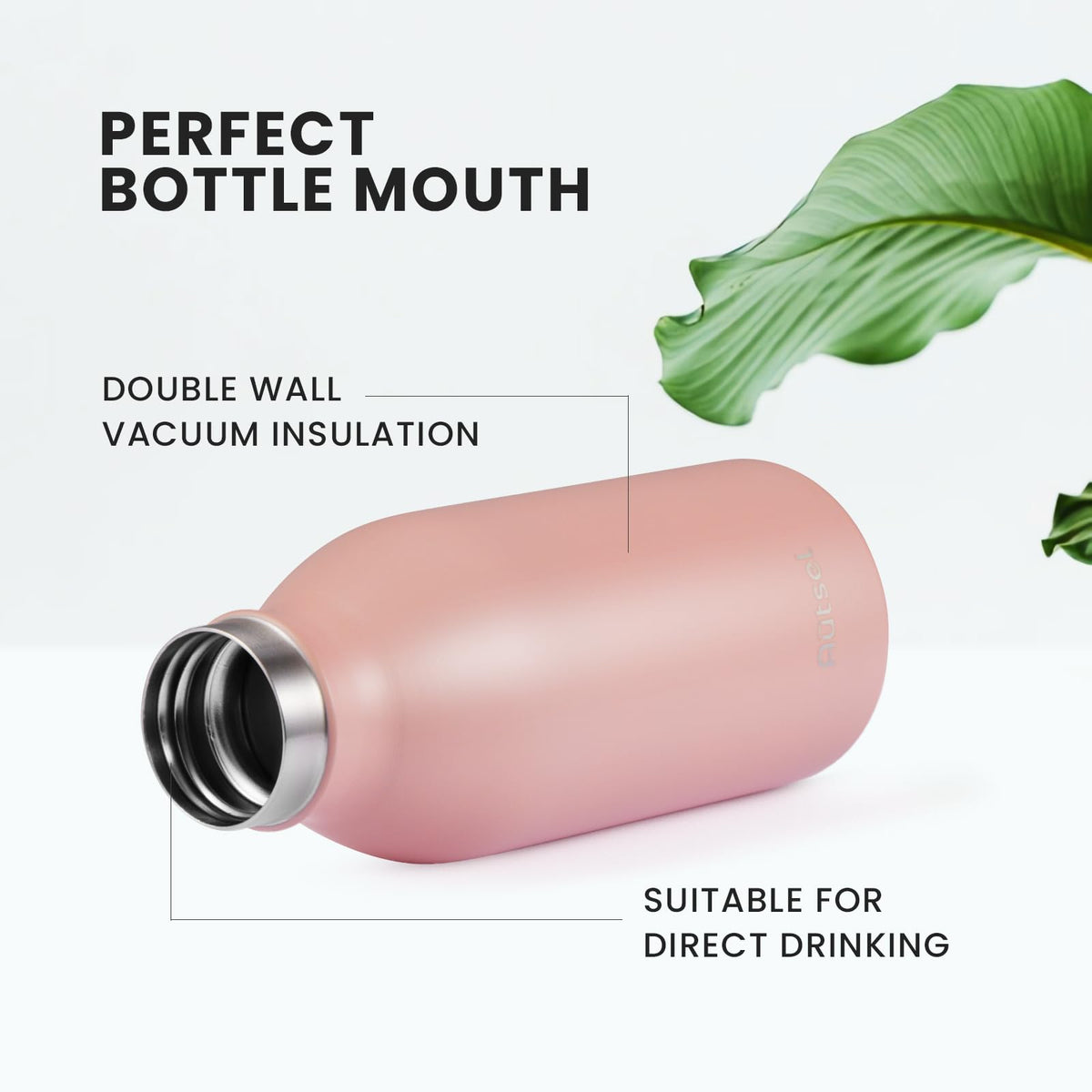 Termos din oțel inoxidabil cu perete dublu 350ml pentru băuturi calde și reci – Roz