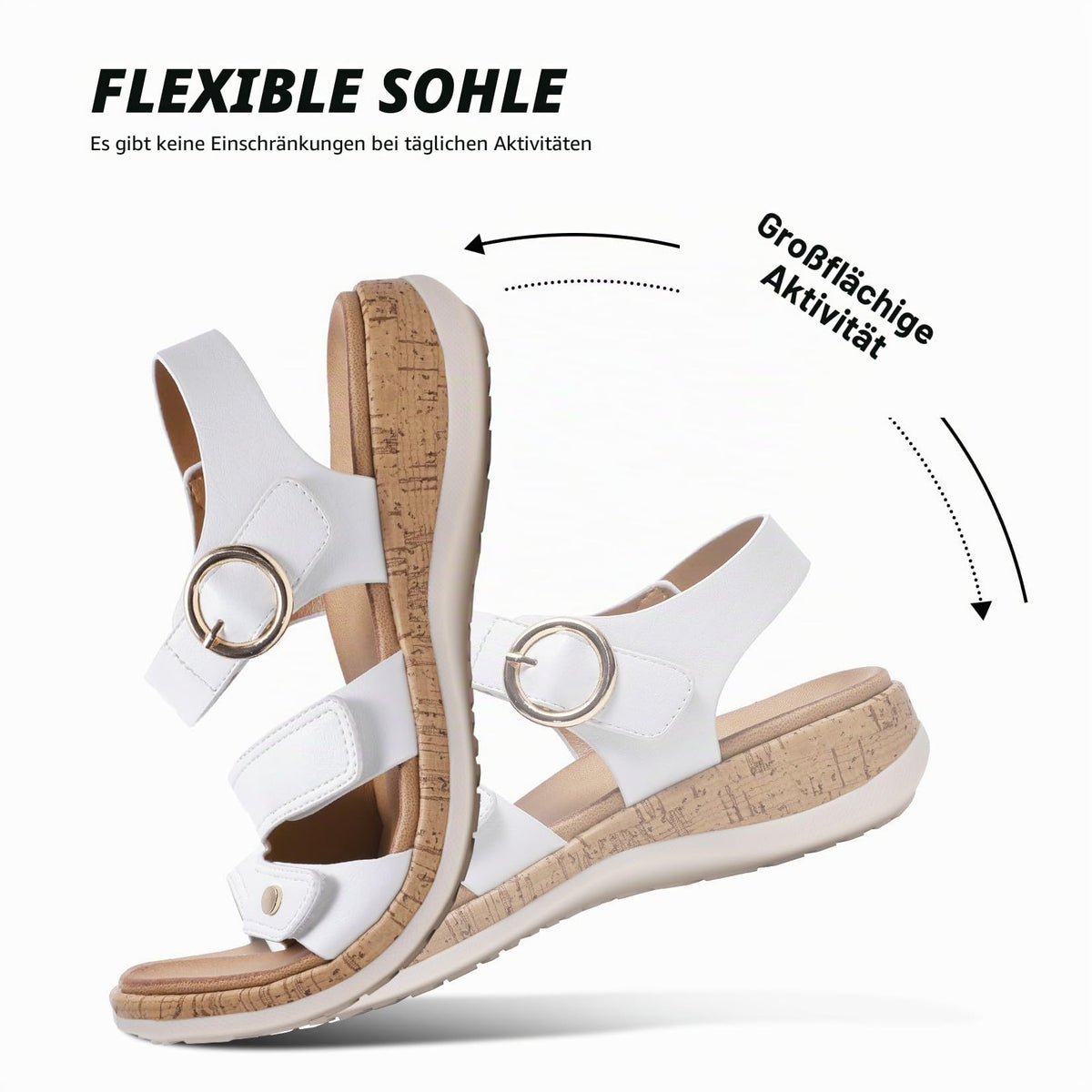 Women’s Arch Support Sandals Elegant Summer Slip-On – White EU38