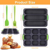 Silicone Baguette Baking Pan Non-Stick 3 & 9 Slots with Spatula and Oil Brush – 2 pcs