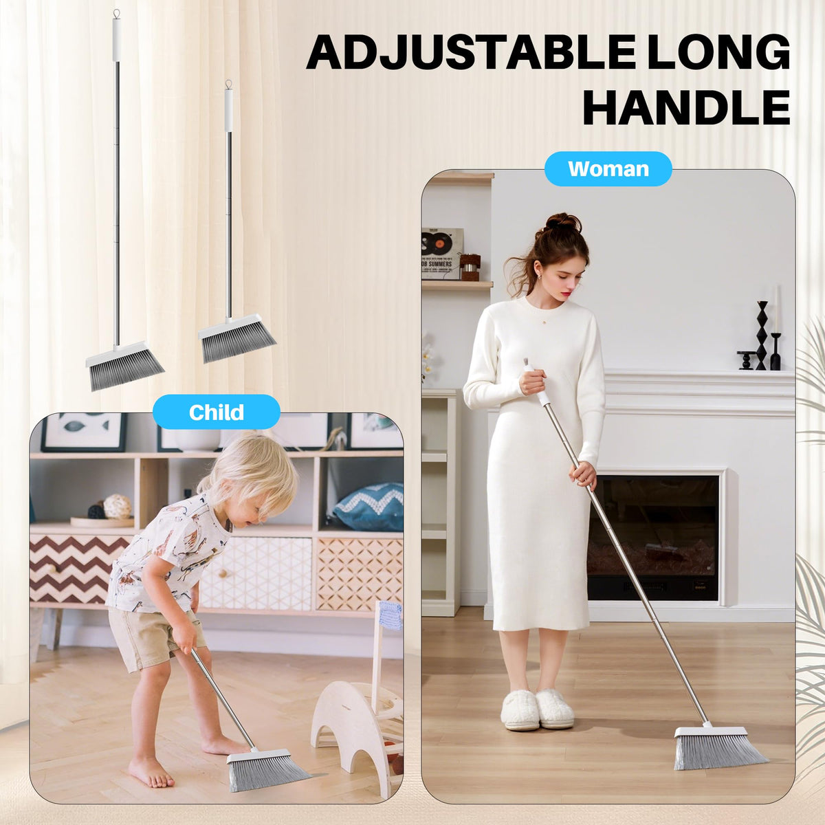 White Dustpan with Built-in Brush – Ideal for Home and Office