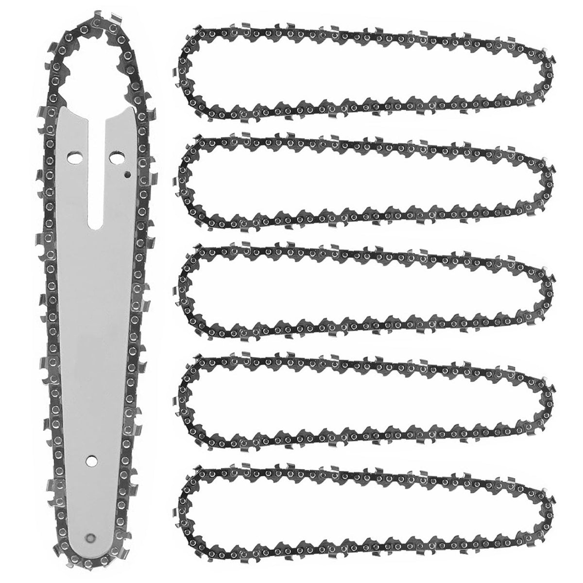Lanțuri de schimb pentru mini drujbă pe acumulator 6 inch 39 zale pas 1/4, set 5 bucăți