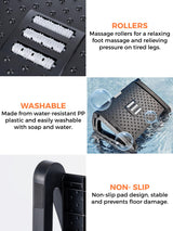 Suport ergonomic reglabil pentru picioare sub birou cu role de masaj și suprafață antiderapantă – Negru