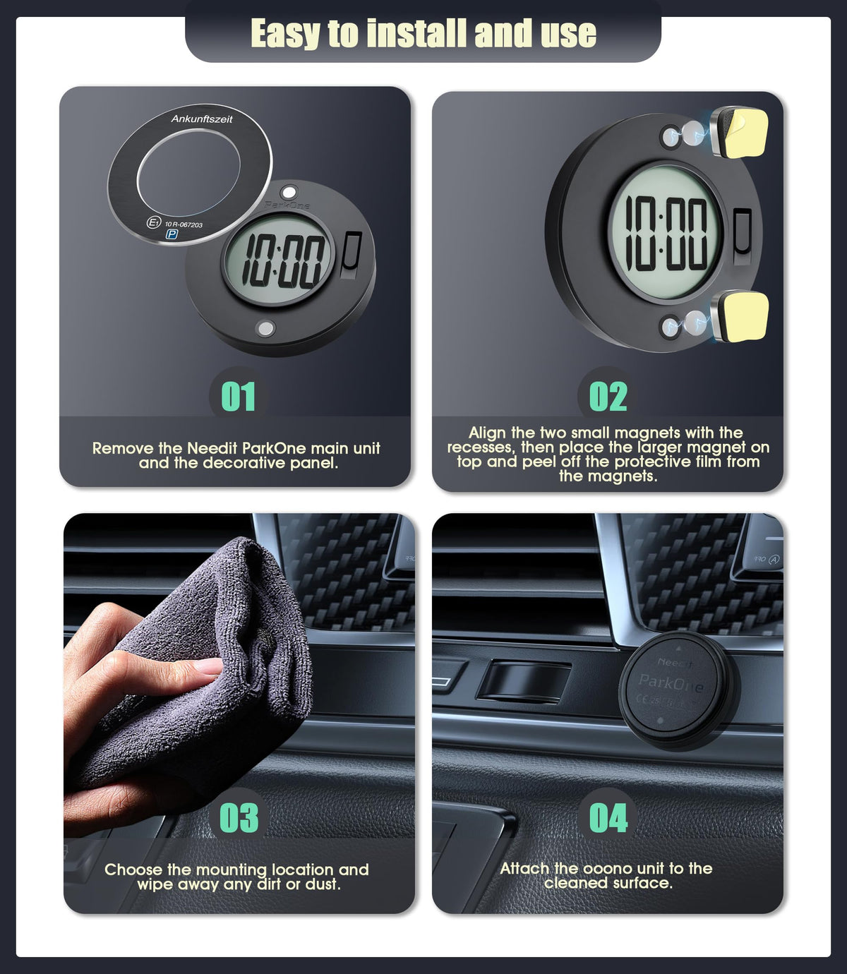Plăcuțe metalice de schimb pentru suport magnetic Needit ParkOne, set 6 bucăți