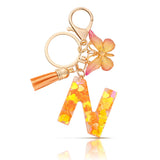 Letter Keychain with Butterfly Tassel Bag Charm Keyring Decorative – Orange