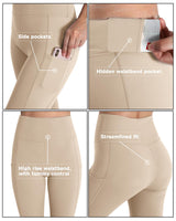 Pantaloni de yoga și fitness cu talie înaltă și buzunare OUGES – Kaki S