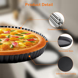 Quiche Pan 20cm Removable Base Non-stick Tart Baking Pan – Black