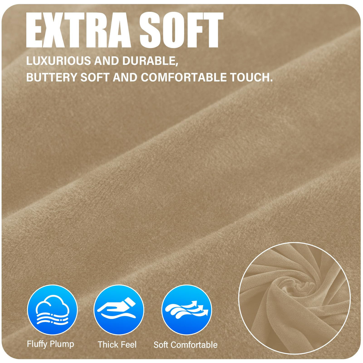 Velvet Headboard Cover Elastic Dustproof Removable Universal 150cm – Camel