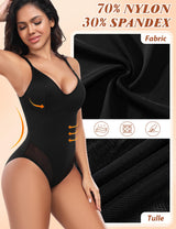 Body modelator sculptant Niwicee cu decolteu în V și bretele reglabile – Negru XXL