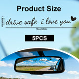 Car Rearview Mirror Stickers 'Drive Safe I Love You' 5pcs Heart Decals – Black