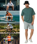 Men's 2-Pack 5in Casual Hiking Shorts Elastic Waist Drawstring Zipper Pocket Waterproof – Black/Blue 3XL