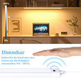 WOBANE under cabinet light kitchen LED dimmable, 5 light colors, 60cm LED light strip with contactless sensor, bright LED kitchen lighting, under cabinet lighting for cupboard, workbench, shelves, 1400 lumens