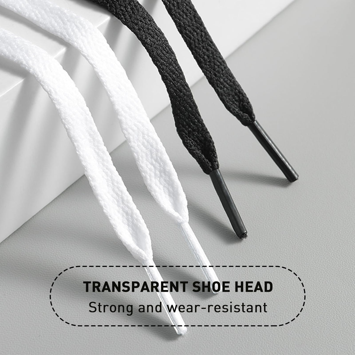 Flat Shoelaces for Air Force 1 Cotton with Lace Hangers – alb 45"/115cm