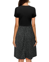 STYLEWORD Women's Summer Dress Short Sleeve V-Neck Dresses Floral Pattern Dress Beach Dress With Pockets (Floral08, Medium)