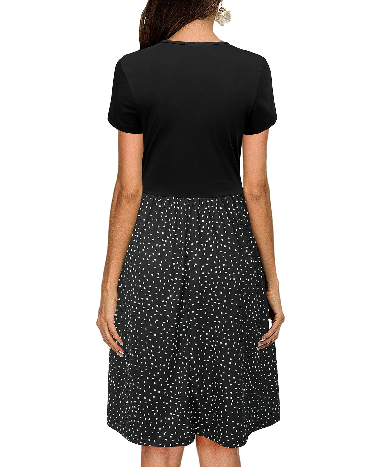 STYLEWORD Women's Summer Dress Short Sleeve V-Neck Dresses Floral Pattern Dress Beach Dress With Pockets (Floral08, Medium)