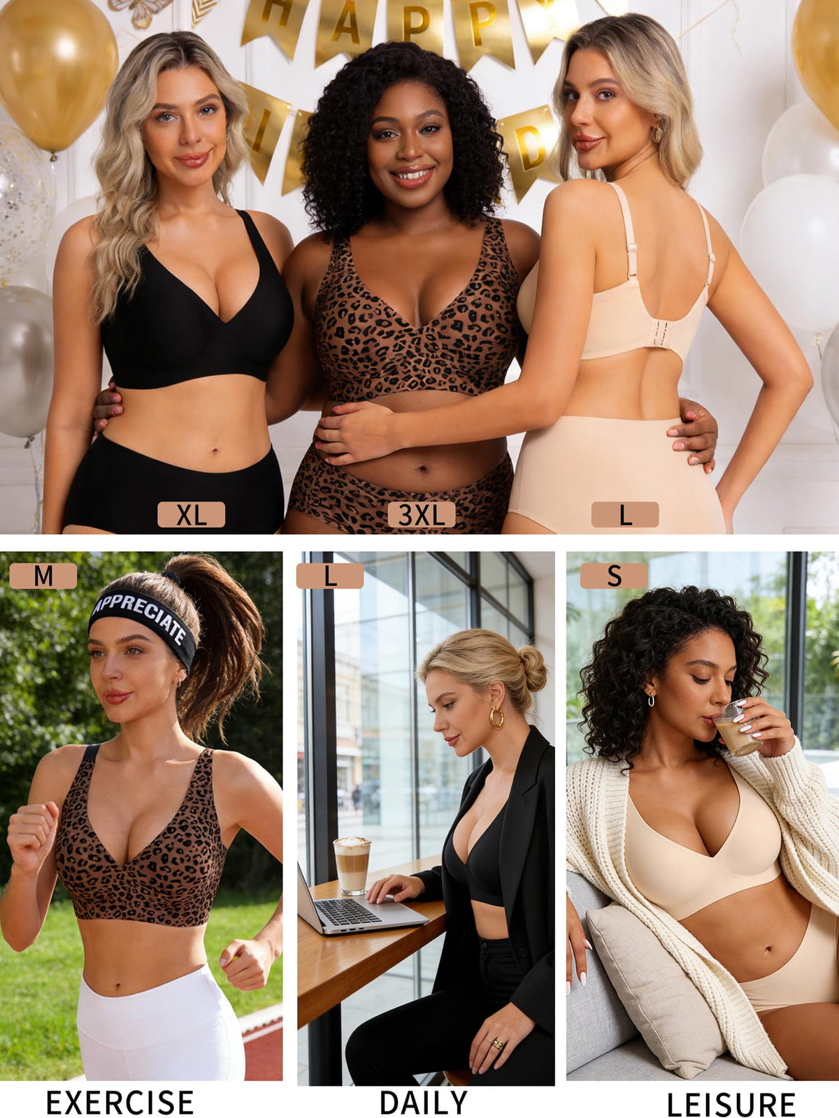 Sutien invizibil fără armătură cu suport silicon push-up decolteu în V – Leopard Roz