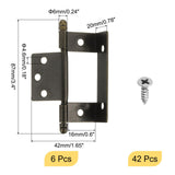 6-Piece Cabinet Door Hinges Full Recess Half-Wrap Vintage Bronze 87x16x1.5mm - Bronze