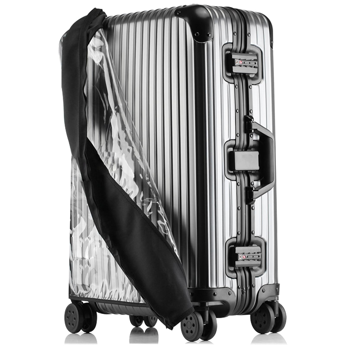 Transparent Elastic PVC Luggage Cover Waterproof Suitcase Protector – Black 20in
