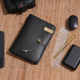 Leather Diary A6 Refillable Ring Binder Notebook Vintage Cover Organiser – Black A6