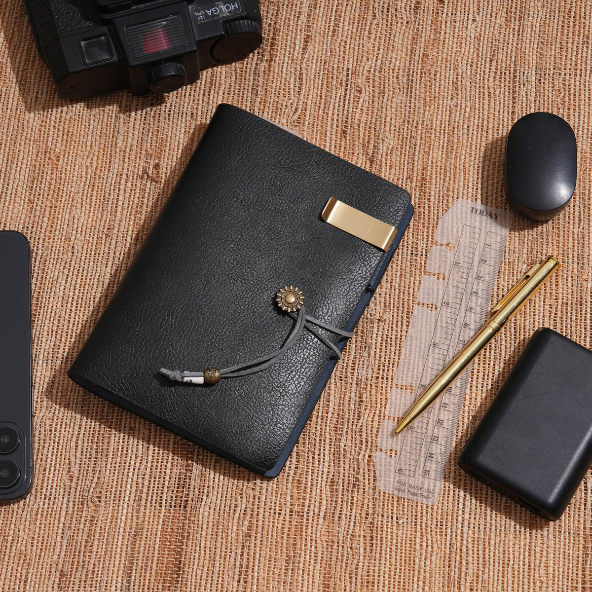 Leather Diary A6 Refillable Ring Binder Notebook Vintage Cover Organiser – Black A6